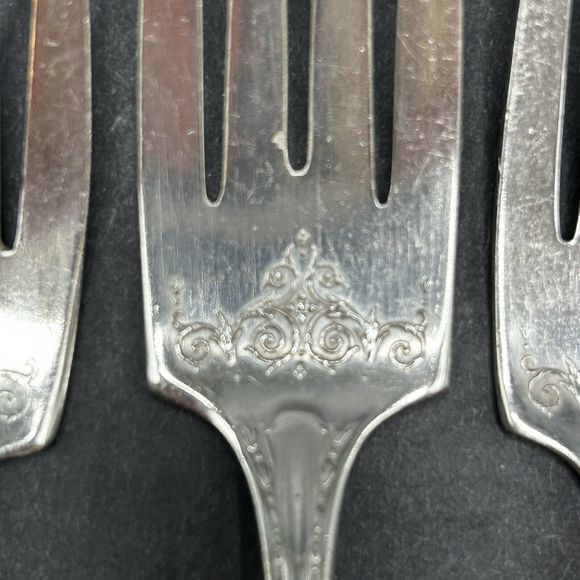 Oneida Community Sheraton Salad Fork Silverplate Flatware Antique 1910 Set of 4 - Picture 8 of 10